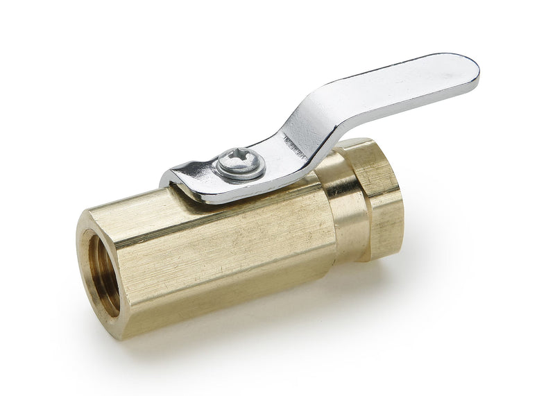 MV709-4 by Parker | Ball Valves | 1/4" Female Pipe Thread | 11/16" Hex (B) | 2.28" Length | Straight | Brass | Pack of 10
