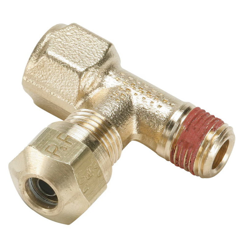 VS176NTA-4-2 by Parker | Air Brake–NTA® Fittings | 1/4" Tube Size x 1/8" Male Pipe Thread x 1/8" Female Pipe Thread x 7/16" Thread | 1.41" Length | Tee | Brass | Pack of 10