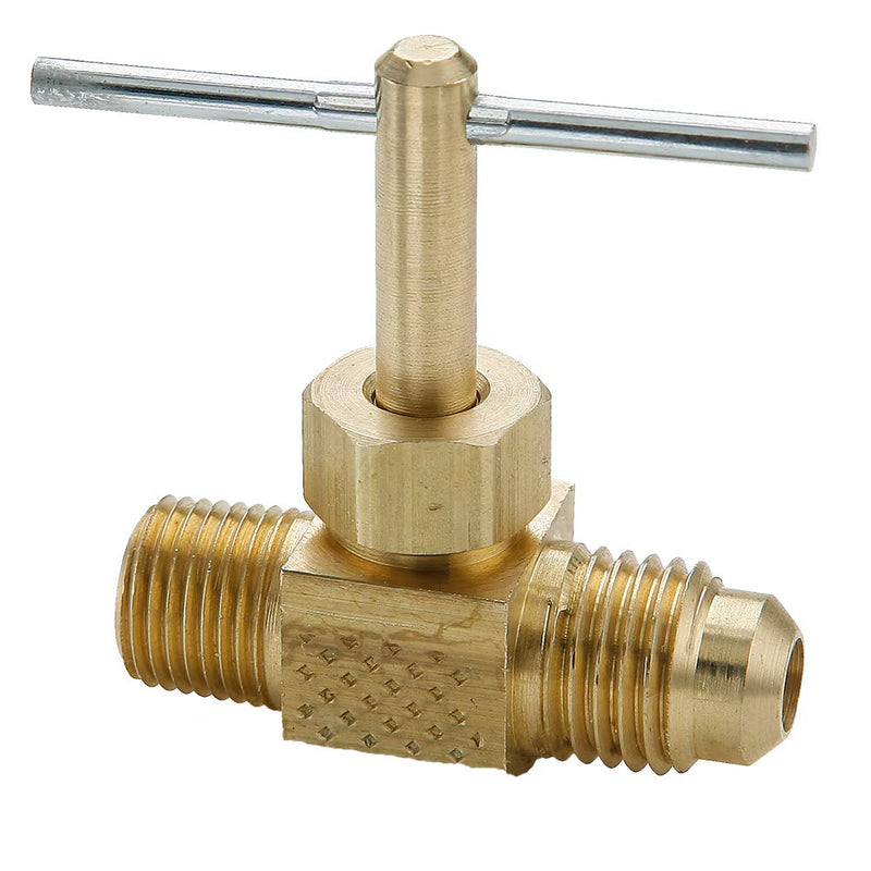 NV103F-4-2 by Parker | Needle Valve | 1/4" 45° Flare x 1/8" Male Pipe Thread | 1.50" Length | Straight | Brass | Pack of 10