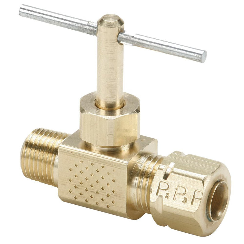 NV106CA-4-2 by Parker | Needle Valve | 1/4" Tube Size Compression x 1/8" Male Pipe Thread | 1.47" Length | Straight | Brass | Pack of 10