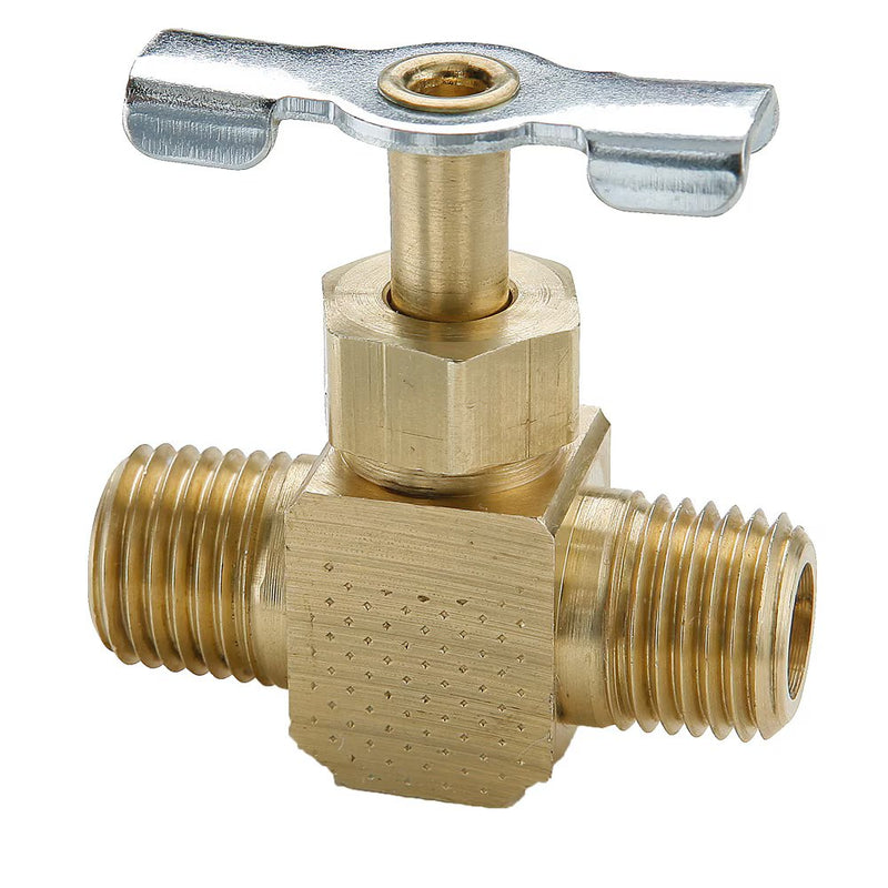 NV107P-4 by Parker | Needle Valve | 1/4" Male Pipe Thread x 1/4" Male Pipe Thread | 1.65" Length | Straight | Brass | Pack of 10