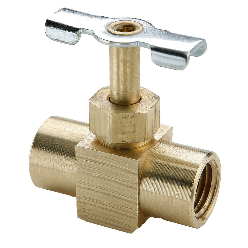NV109P-4 by Parker | Needle Valve | 1/4" Female Pipe Thread x 1/4" Female Pipe Thread | 1.60" Length | Straight | Brass | Pack of 10