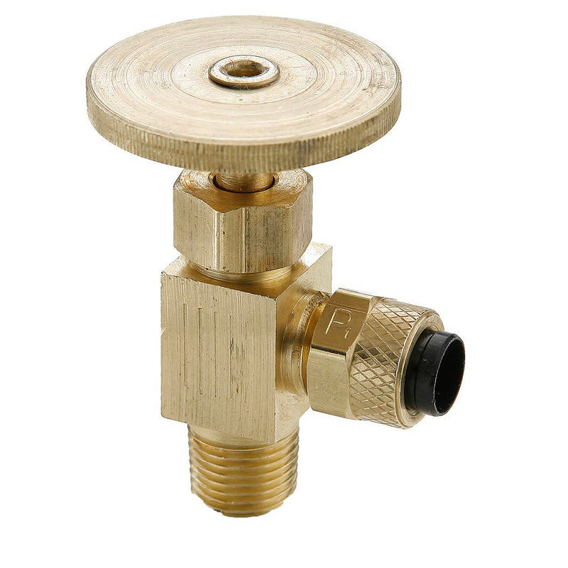 NV312P-6-4 by Parker | Needle Valve | 3/8" Poly-Tite x 1/4" Male Pipe Thread | 90° Elbow | Brass | Pack of 10