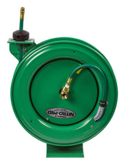 P-NP-350 by Coxreels | Nitro-Pro Series | 300 PSI Spring Driven Hose Reel for Nitrogen | 3/8" Hose ID, 3/8" FNPT Inlet x 3/8" MNPT Hose End | Steel | 50ft PVC Hose Included