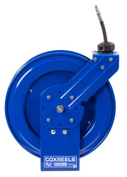 P-HP-125 by Coxreels | P Series | 5,000 PSI Spring Driven Hose Reel | 1/4" Hose ID, 1/4" FNPT Inlet x 1/4" MNPT Hose End | Steel | 25ft Rubber Hose Included
