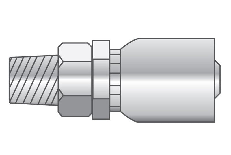 P-0304-MNPT-SS Alfagomma Piranhaflex™ by Kuriyama | P Series | One-Piece Hydraulic Hose Fitting | -03 Hose ID x -04 Male NPTF Solid 60° Seat | Stainless Steel