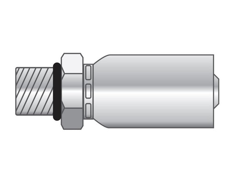 P-0404-MORB-SS Alfagomma Piranhaflex™ by Kuriyama | P Series | One-Piece Hydraulic Hose Fitting | -04 Hose ID x -04 Male SAE O-Ring Boss Solid | Stainless Steel