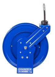 P-MP-420 by Coxreels | P Series | 2,500 PSI Spring Driven Hose Reel | 1/2" Hose ID, 1/2" FNPT Inlet x 1/2" MNPT Hose End | Steel | 20ft Rubber Hose Included