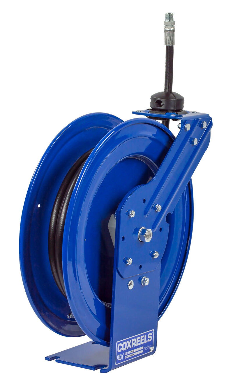 P-MP-420 by Coxreels | P Series | 2,500 PSI Spring Driven Hose Reel | 1/2" Hose ID, 1/2" FNPT Inlet x 1/2" MNPT Hose End | Steel | 20ft Rubber Hose Included
