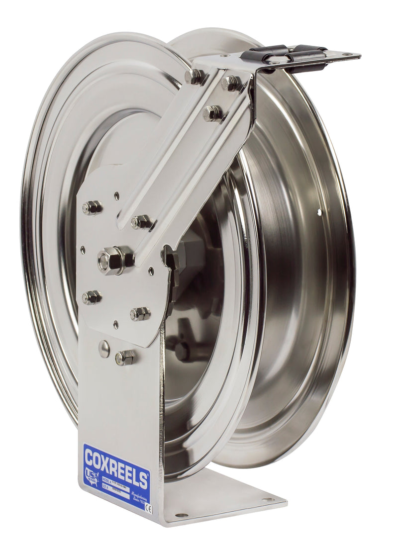 P-LPL-425-SS by Coxreels | P-SS Series | 300 PSI Spring Driven Hose Reel | 1/2" Hose ID, 1/2" FNPT Inlet | Stainless Steel | 25ft Capacity, Hose Not Included