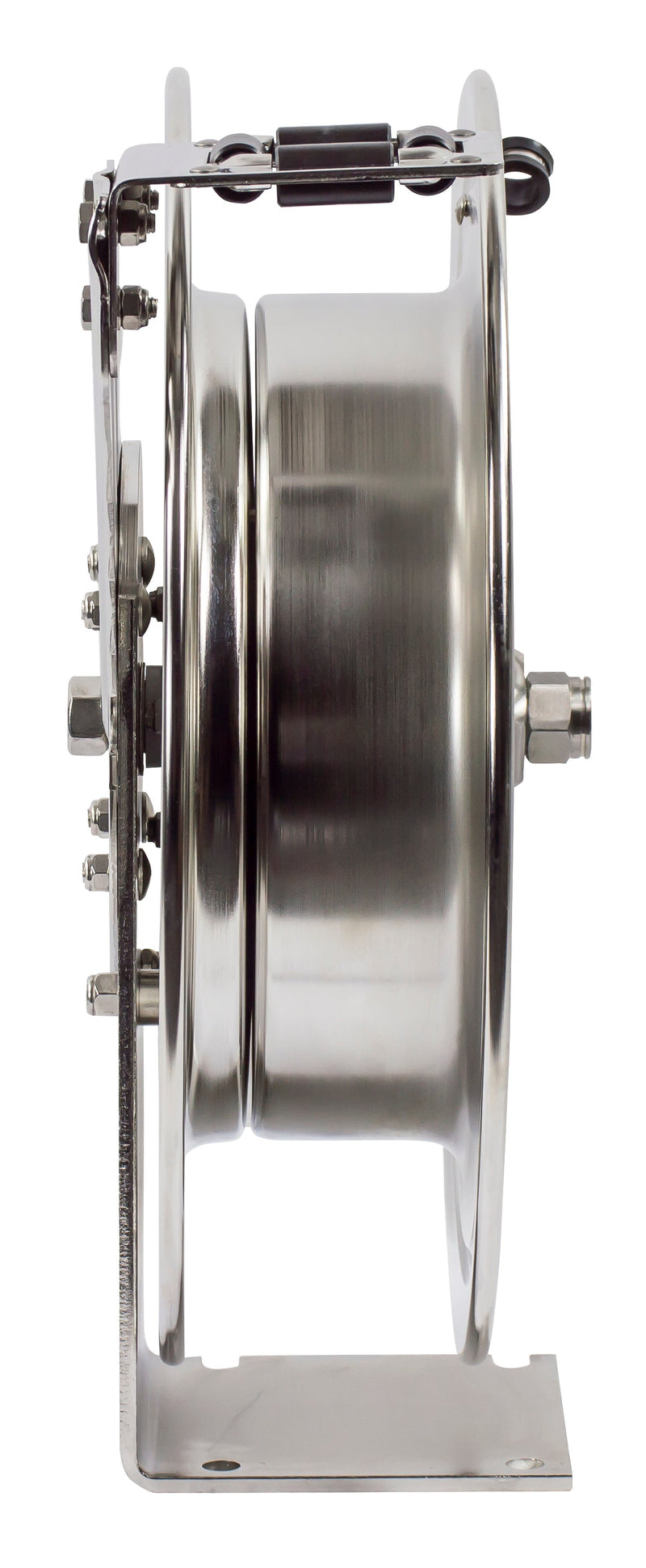 P-LPL-350-SS by Coxreels | P-SS Series | 300 PSI Spring Driven Hose Reel | 3/8" Hose ID, 3/8" FNPT Inlet | Stainless Steel | 50ft Capacity, Hose Not Included