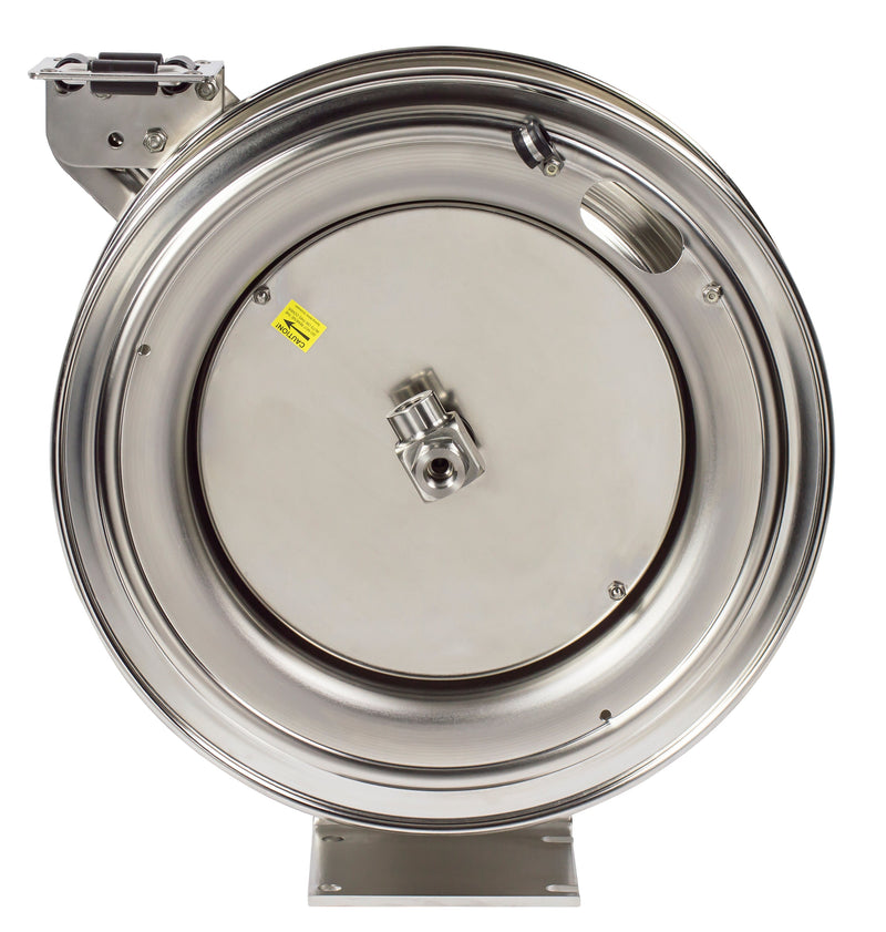 P-LPL-335-SS by Coxreels | P-SS Series | 300 PSI Spring Driven Hose Reel | 3/8" Hose ID, 3/8" FNPT Inlet | Stainless Steel | 35ft Capacity, Hose Not Included
