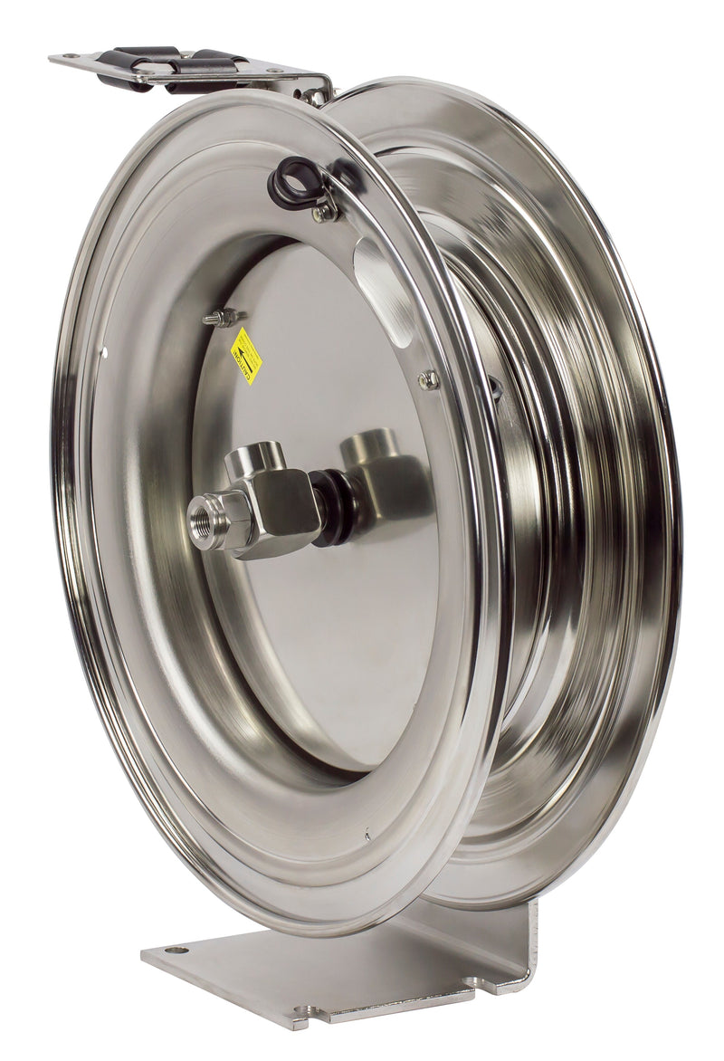 P-LPL-425-SS by Coxreels | P-SS Series | 300 PSI Spring Driven Hose Reel | 1/2" Hose ID, 1/2" FNPT Inlet | Stainless Steel | 25ft Capacity, Hose Not Included