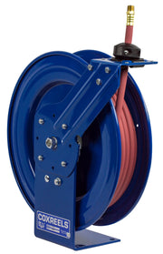 P-LP-330 by Coxreels | P Series | 300 PSI Spring Driven Hose Reel | 3/8" Hose ID, 3/8" FNPT Inlet x 3/8" MNPT Hose End | Steel | 30ft PVC Hose Included