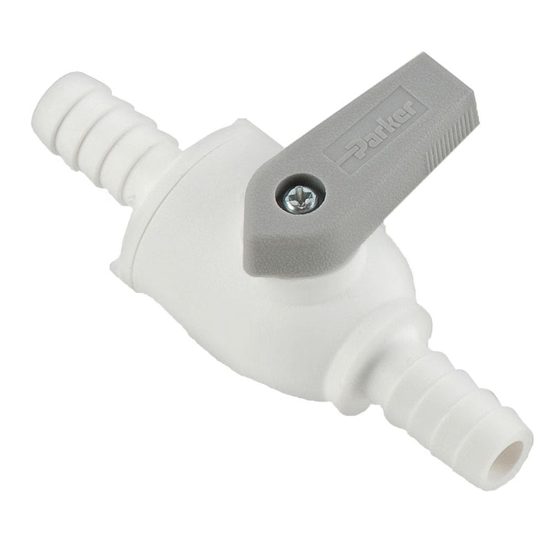 PBPP8VUC8 by Parker | Ball Valve | 1/2" Barb x 1/2" Barb | 2.91" Length | Straight | White | Polypropylene