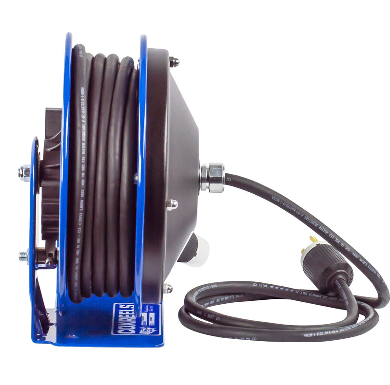 PC10-3016-A by Coxreels | PC10 Series | Spring Driven Power Cord Reel with Single Industrial Receptacle | 16/3 SJO Cord, 13A, 115V | Steel | 30ft Cord Included