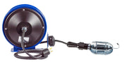 PC10-3016-E by Coxreels | PC10 Series | Spring Driven Power Cord Reel with Incandescent Cage Light with Tool Tap | 16/3 SJTO Cord, 13A, 115V | Steel | 30ft Cord Included