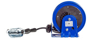 PC10-3016-E by Coxreels | PC10 Series | Spring Driven Power Cord Reel with Incandescent Cage Light with Tool Tap | 16/3 SJTO Cord, 13A, 115V | Steel | 30ft Cord Included