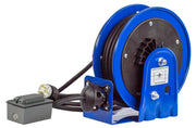 PC10-3012-F by Coxreels | PC10 Series | Spring Driven Power Cord Reel with Duplex GFCI Receptacle | 12/3 SJO Cord, 20A, 115V | Steel | 30ft Cord Included