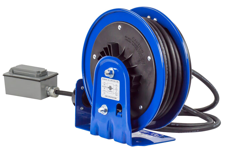 PC10-3016-F by Coxreels | PC10 Series | Spring Driven Power Cord Reel with Duplex GFCI Receptacle | 16/3 SJO Cord, 13A, 115V | Steel | 30ft Cord Included