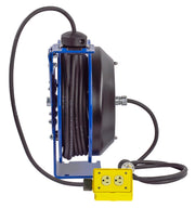 PC13-3512-B by Coxreels | PC Series | Spring Driven Power Cord Reel with Quad Industrial Receptacle | 12/3 SJO Cord, 20A, 115V | Steel | 35ft Cord Included