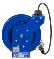 PC13-3516-E by Coxreels | PC Series | Spring Driven Power Cord Reel with Incandescent Cage Light | 16/3 SJTO Cord, 13A, 115V | Steel | 35ft Cord Included