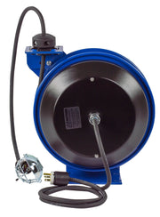 PC13-3516-E by Coxreels | PC Series | Spring Driven Power Cord Reel with Incandescent Cage Light | 16/3 SJTO Cord, 13A, 115V | Steel | 35ft Cord Included