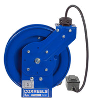 PC13-5012-F by Coxreels | PC Series | Spring Driven Power Cord Reel with Duplex Industrial Receptacle | 12/3 SJO Cord, 20A, 115V | Steel | 50ft Cord Included