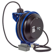 PC13-5016-F by Coxreels | PC Series | Spring Driven Power Cord Reel with Duplex Industrial Receptacle | 16/3 SJO Cord, 13A, 115V | Steel | 50ft Cord Included