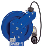 PC13-5016-M by Coxreels | PC Series | Spring Driven Power Cord Reel with Compact LED Light | 16/3 SJTO Cord, 13A, 115V | Steel | 50ft Cord Included