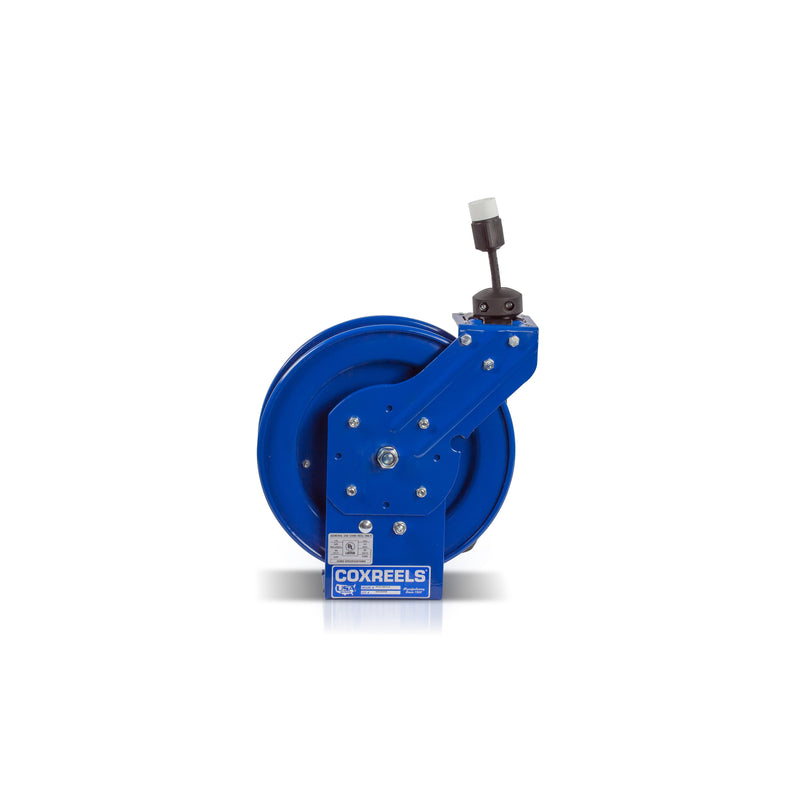 PC13-5016-A by Coxreels | PC Series | Spring Driven Power Cord Reel with Single Industrial Receptacle | 16/3 SJO Cord, 13A, 115V | Steel | 50ft Cord Included