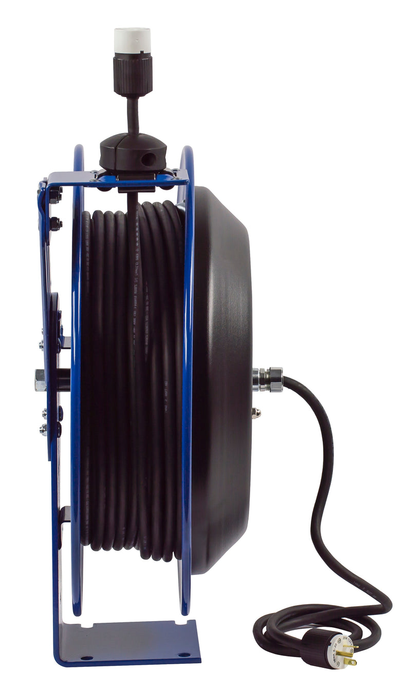 PC19-7516-A by Coxreels | PC Series | Spring Driven Power Cord Reel with Single Industrial Receptacle | 16/3 SJO Cord, 13A, 115V | Steel | 75ft Cord Included