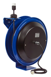 PC19-7516-A by Coxreels | PC Series | Spring Driven Power Cord Reel with Single Industrial Receptacle | 16/3 SJO Cord, 13A, 115V | Steel | 75ft Cord Included