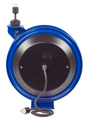 PC19-7512-A by Coxreels | PC Series | Spring Driven Power Cord Reel with Single Industrial Receptacle | 12/3 SJO Cord, 20A, 115V | Steel | 75ft Cord Included