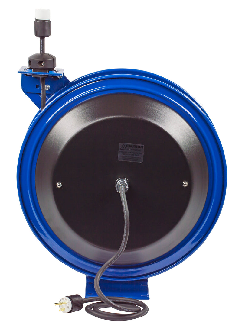 PC19-7512-A by Coxreels | PC Series | Spring Driven Power Cord Reel with Single Industrial Receptacle | 12/3 SJO Cord, 20A, 115V | Steel | 75ft Cord Included