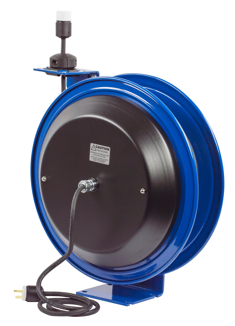 PC19-7512-A by Coxreels | PC Series | Spring Driven Power Cord Reel with Single Industrial Receptacle | 12/3 SJO Cord, 20A, 115V | Steel | 75ft Cord Included