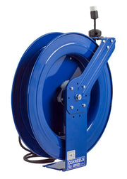 PC24-0012-A by Coxreels | PC Series | Spring Driven Power Cord Reel with Single Industrial Receptacle | 12/3 SJO Cord, 20A, 115V | Steel | 100ft Cord Included