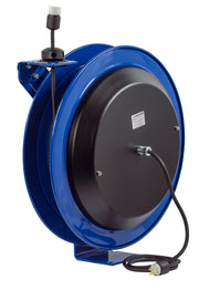 PC24-0016-A by Coxreels | PC Series | Spring Driven Power Cord Reel with Single Industrial Receptacle | 16/3 SJO Cord, 13A, 115V | Steel | 100ft Cord Included