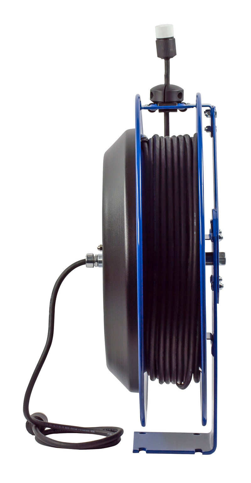 PC24-0016-A by Coxreels | PC Series | Spring Driven Power Cord Reel with Single Industrial Receptacle | 16/3 SJO Cord, 13A, 115V | Steel | 100ft Cord Included