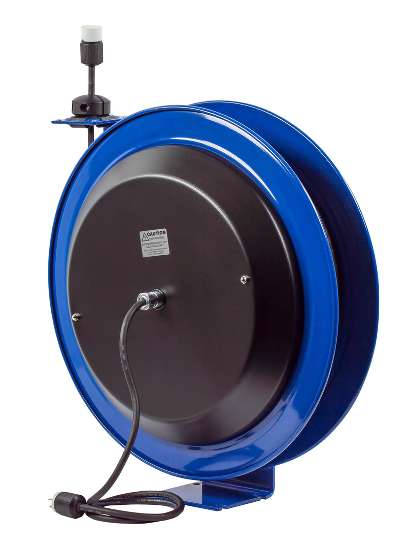 PC24-0012-A by Coxreels | PC Series | Spring Driven Power Cord Reel with Single Industrial Receptacle | 12/3 SJO Cord, 20A, 115V | Steel | 100ft Cord Included
