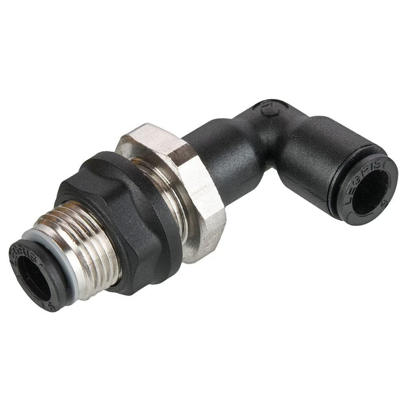 365PLPBH-2 by Parker | Prestolok PLP Composite Push-to-Connect Fittings | Bulkhead Union Fittings | 1/8" Equal Bulkhead | 13mm Hex (C1) | 13mm Hex (C2) | 90° Elbow | Glass-Reinforced Nylon | Pack of 10
