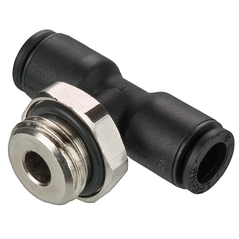 372PLP-10M-4G by Parker | Prestolok PLP Composite Push-to-Connect Fittings | Thread Fitting | 10mm Tube Size x 1/4" Male BSPP Thread | 16mm Hex | 26.5mm Length (L/2) | Tee | Glass-Reinforced Nylon | Pack of 10