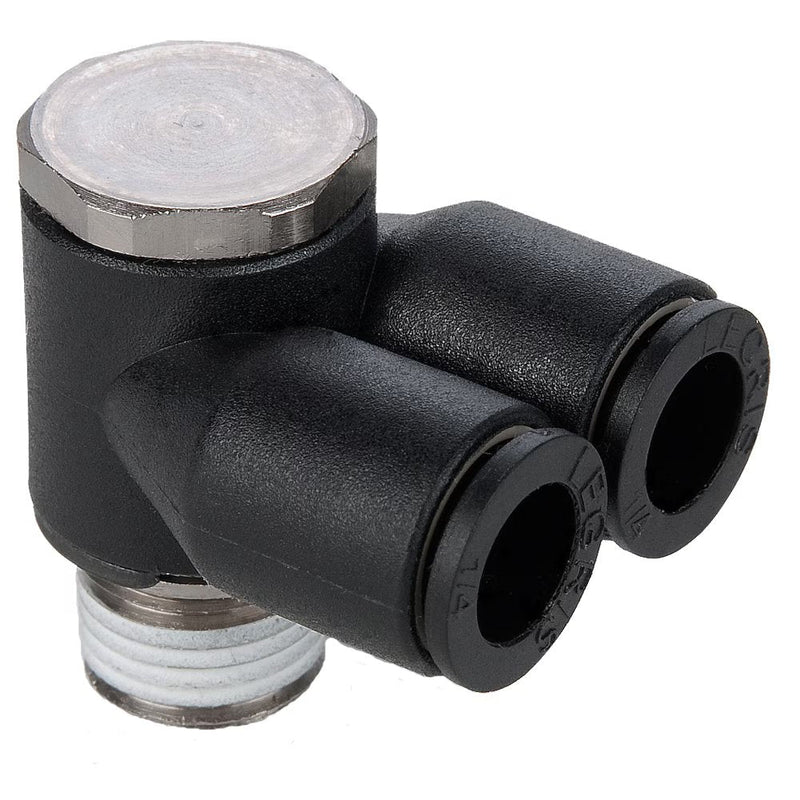 W369PLPTJ-6-6 by Parker | Prestolok PLP Composite Push-to-Connect Fittings | Modular Fitting | 3/8" Twin Banjo x 3/8" Male NPT Thread | 21mm Hex | 1.22" Length (L2) | Glass-Reinforced Nylon | Pack of 10