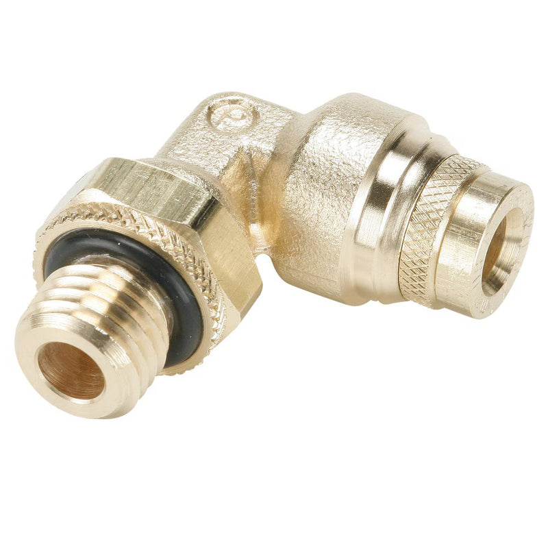 C8UPMTB6-M16 by Parker | Threaded Fitting | 6 mm Push-to-Connect x M16 Male Metric Thread | 24 mm Hex | 90° Elbow | Brass | Pack of 10