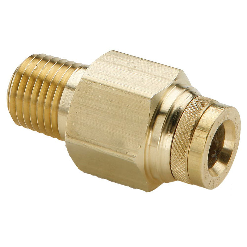 F2PMTB10-1/4 by Parker | Threaded Fitting | 10 mm Push-to-Connect Connector x 1/4" Male Pipe Thread | 36.83 mm Length | Straight | Brass