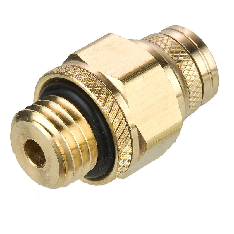 F8UPMTB6-M12 by Parker | Threaded Fitting | 6 mm Push-to-Connect Connector x M12 Male Metrics Thread | 17 mm Hex | 29.1 mm Length | Straight | Brass | Pack of 10