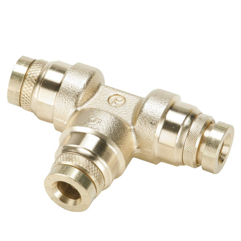JPMTB12 by Parker | Tube to Tube Fitting | Union | 12 mm Push-to-Connect | 63.3 mm Length | Tee | Brass | Pack of 10