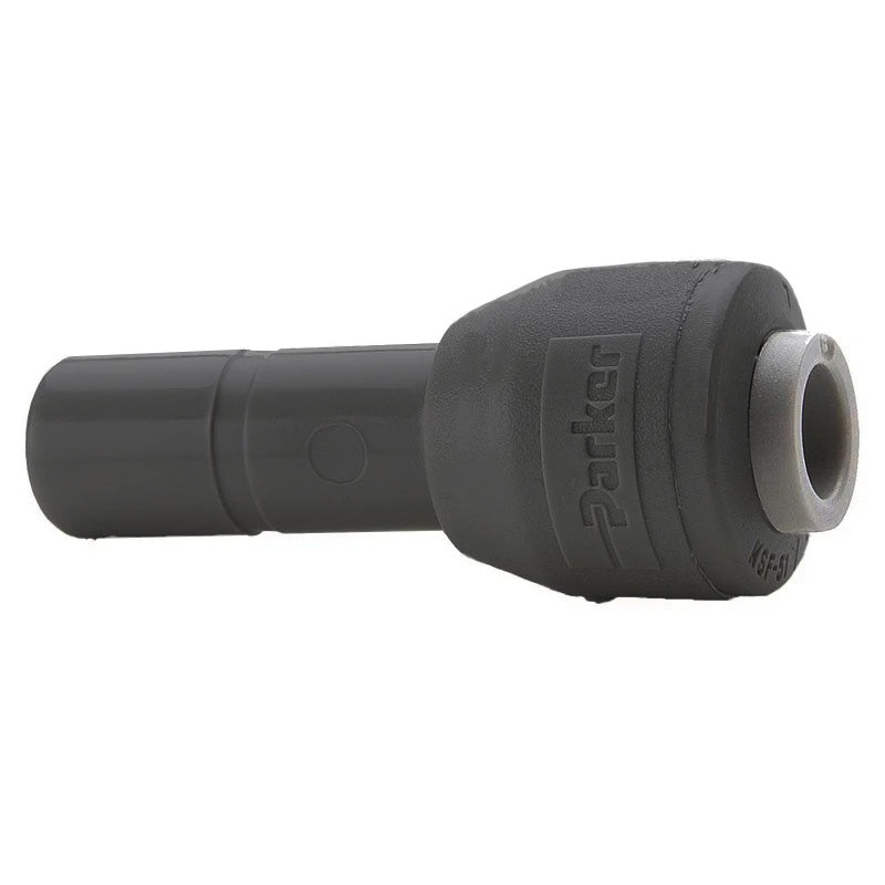 PPB4RD6-MG by Parker | TrueSeal™ Plug-In Fittings | 1/4" Push-to-Connect x 3/8" Tube Stem | Straight | Black | Polypropylene