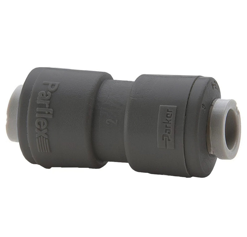 PPB8UC6-MG by Parker | TrueSeal™ Tube to Tube Union Fitting | 1/2"-3/8" Push-to-Connect | 1.90" Length | Straight | Black | Polypropylene