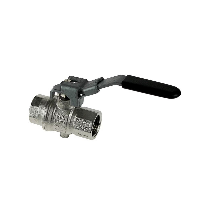 BVG4P-3/8LOCK by Parker | Ball Valve | 3/8" Female BSPP Thread w/ Venting and Locking Handle | Straight | Nickel-Plated Brass